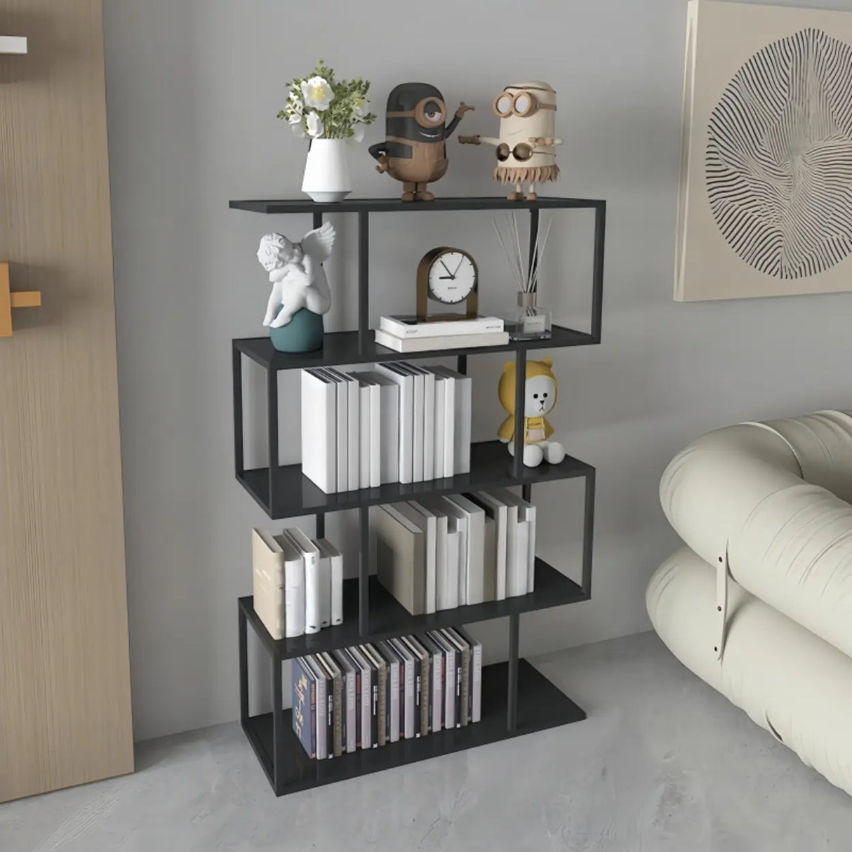 Simple Open Geometric Frame Alloy Display Bookshelf Image - 7