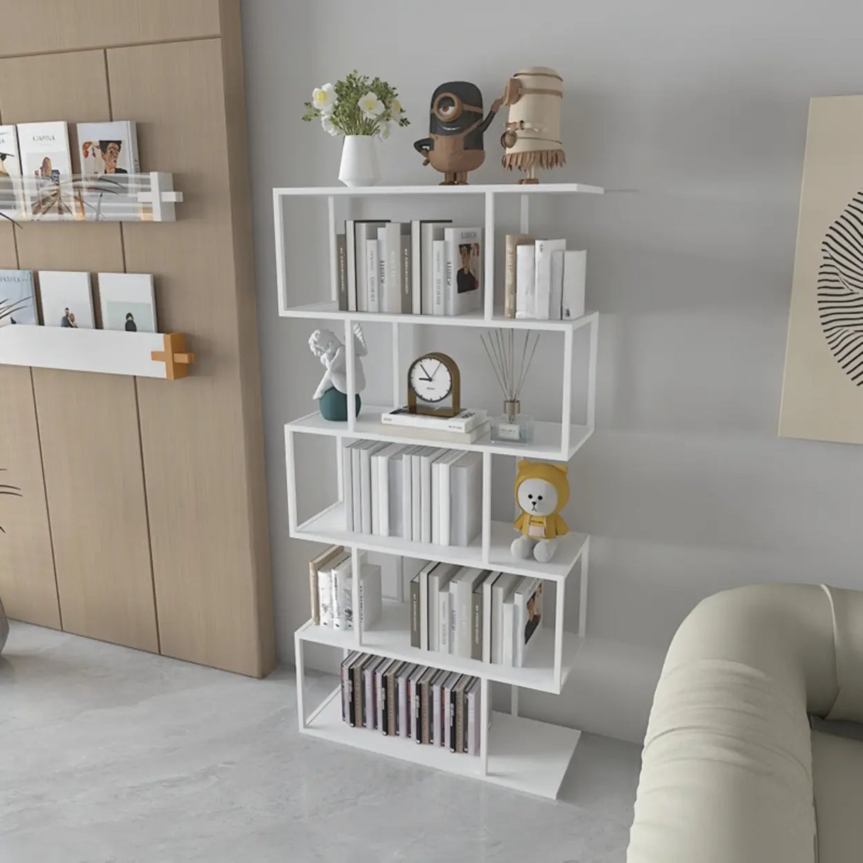 Simple Open Geometric Frame Alloy Display Bookshelf Image - 8