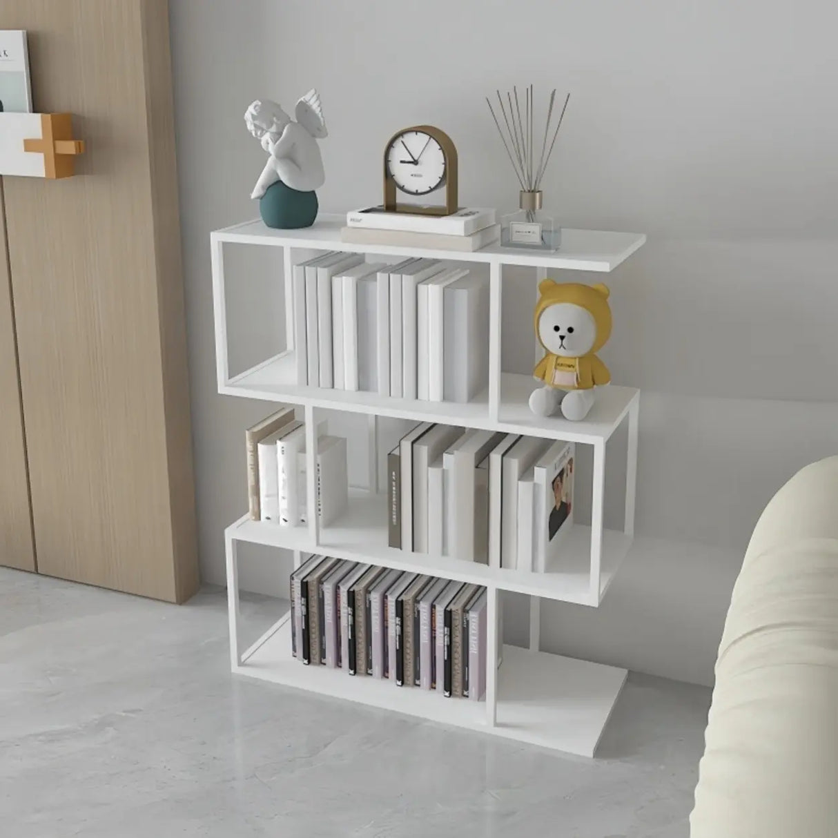 Simple Open Geometric Frame Alloy Display Bookshelf Image - 9