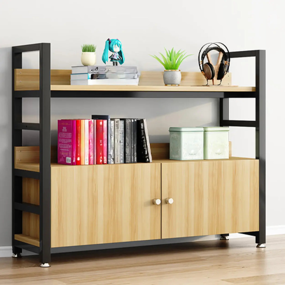 Simple Open Multi-Use Iron Etagere Storage Bookcase Image - 2