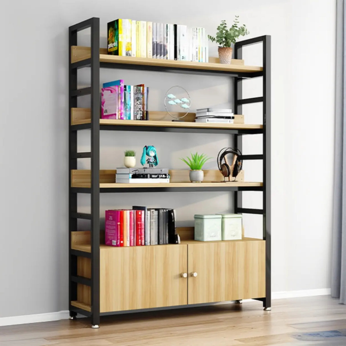 Simple Open Multi-Use Iron Etagere Storage Bookcase Image - 5