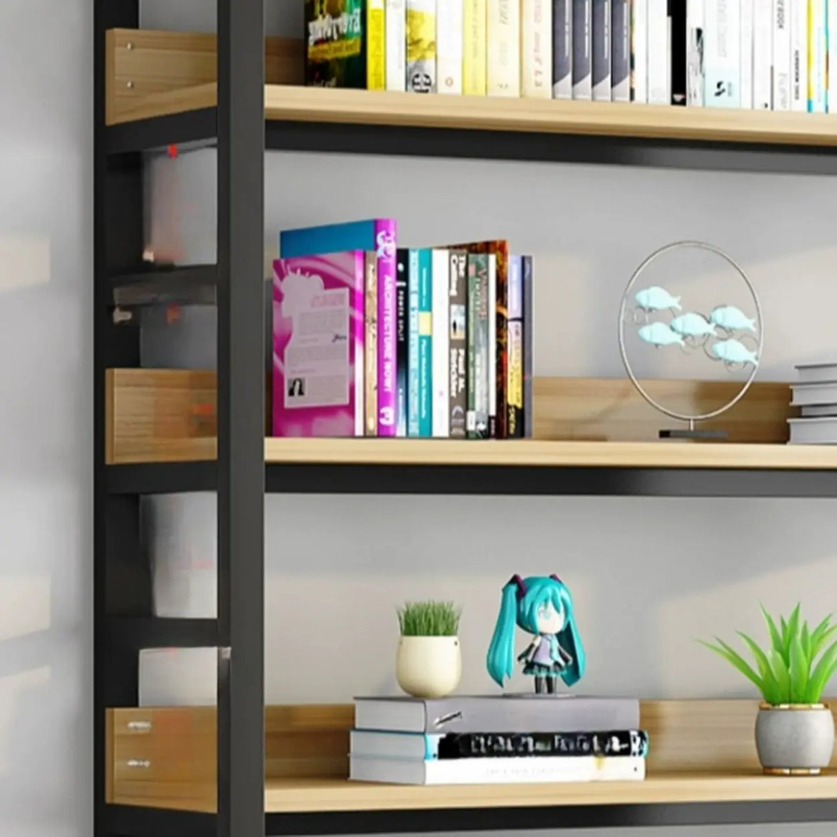 Simple Open Multi-Use Iron Etagere Storage Bookcase Image - 8