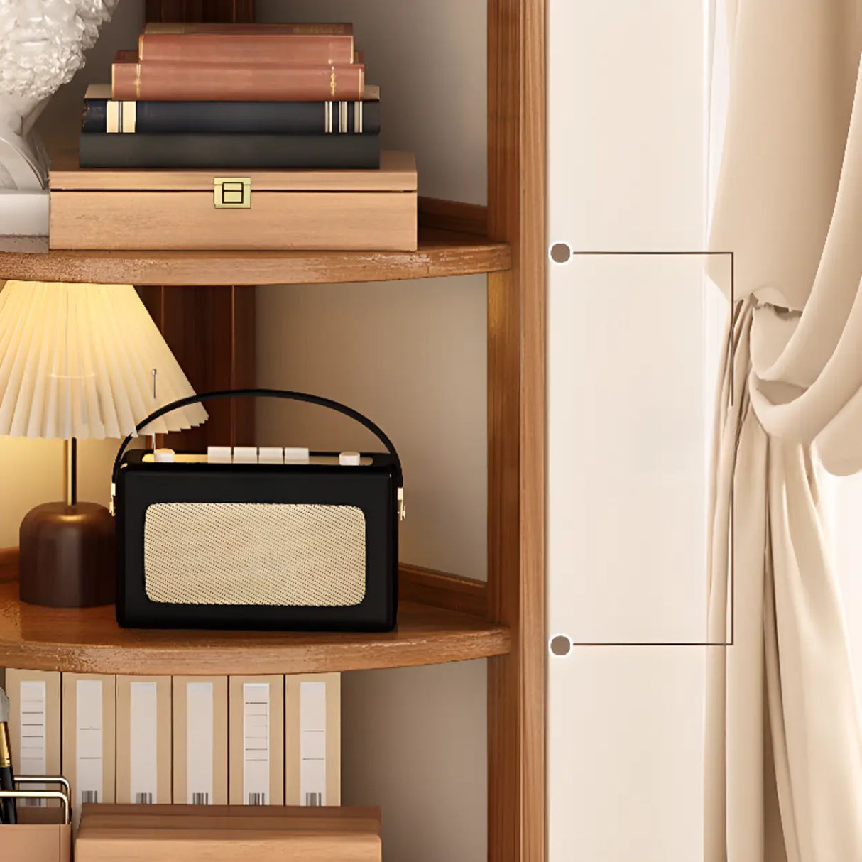 Simple Open Natural Wood Corner Shelf Stand Bookshelf Image - 17