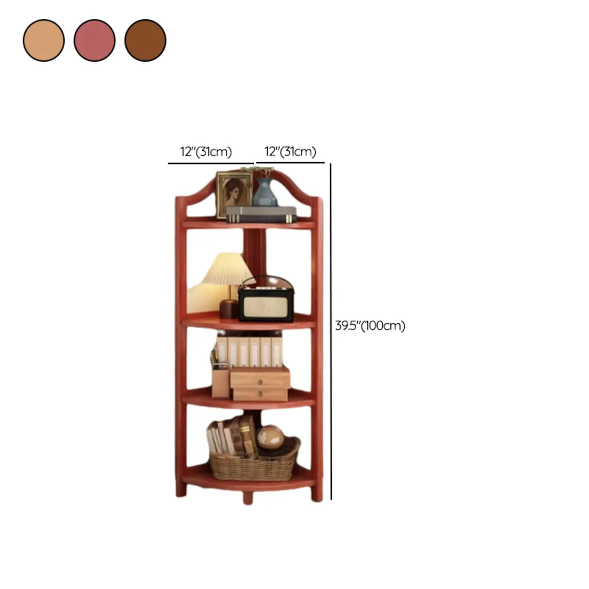 Simple Open Natural Wood Corner Shelf Stand Bookshelf Image - 23