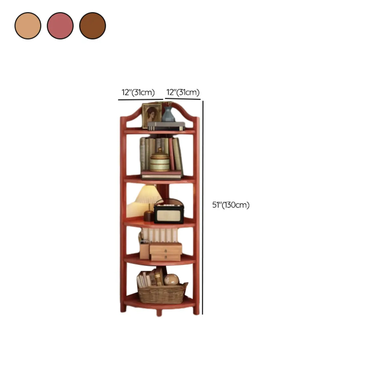 Simple Open Natural Wood Corner Shelf Stand Bookshelf Image - 24