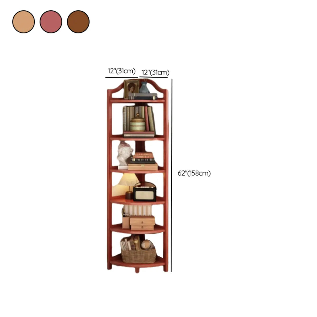 Simple Open Natural Wood Corner Shelf Stand Bookshelf Image - 25