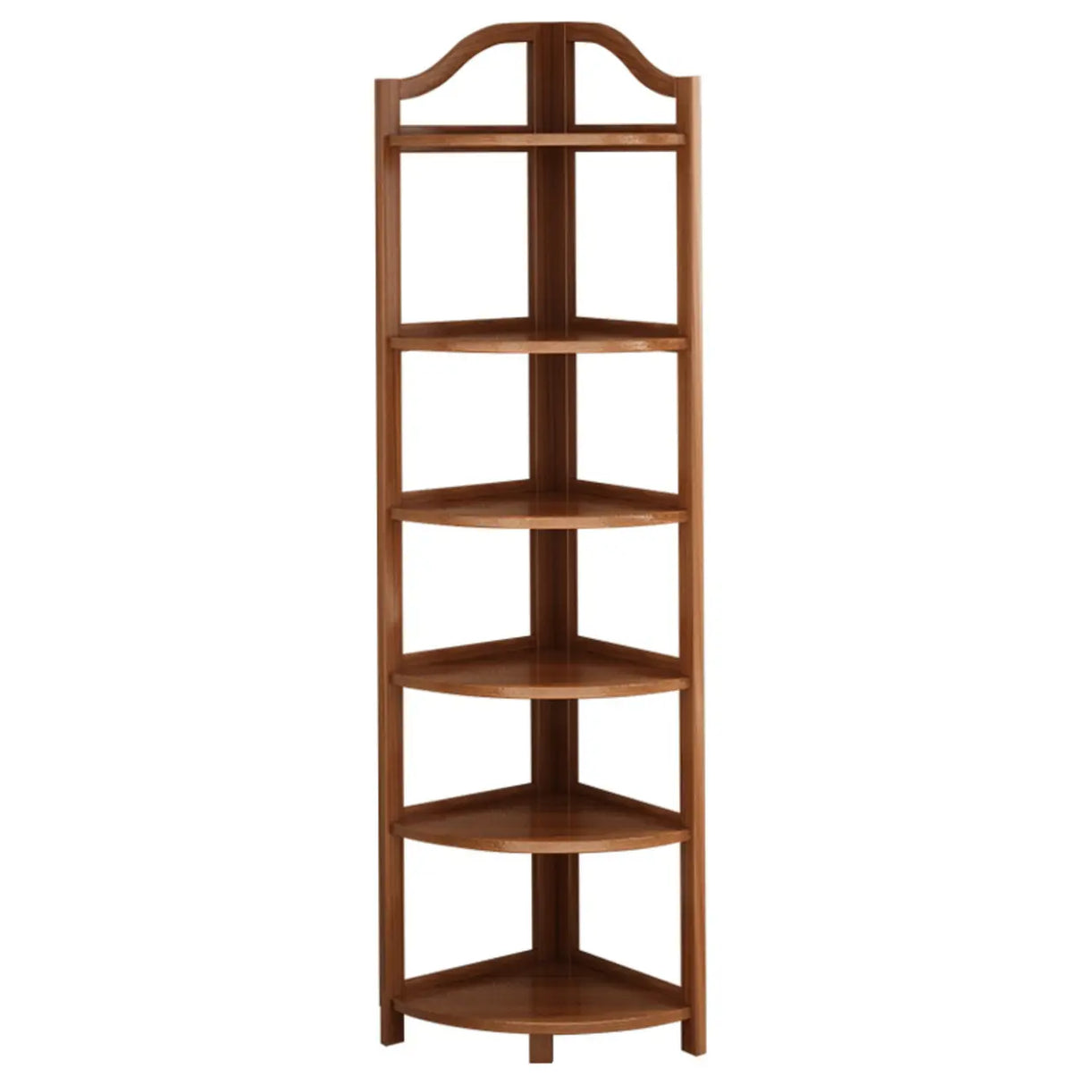 Simple Open Natural Wood Corner Shelf Stand Bookshelf Image - 5