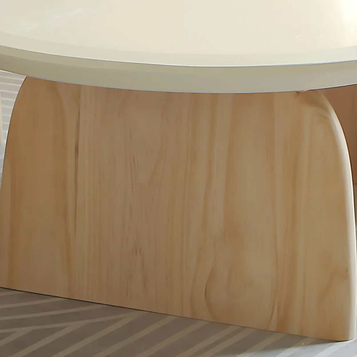 Simple Pine Wood Oval Top Sledge Base Coffee Table Image - 7