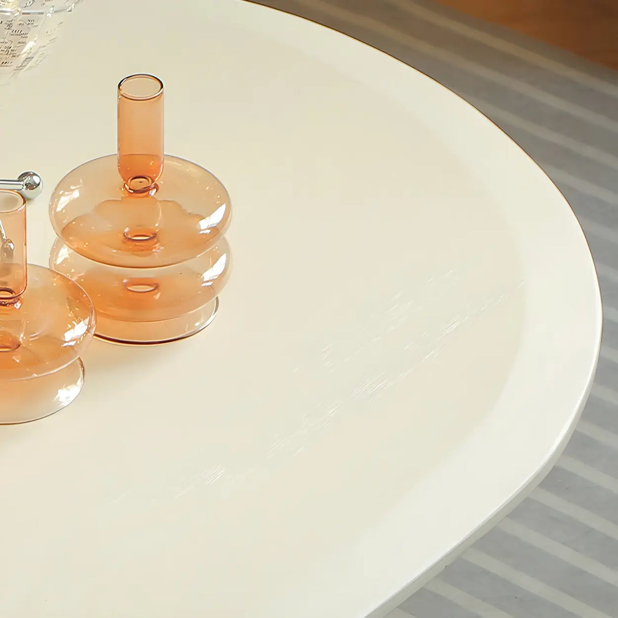 Simple Pine Wood Oval Top Sledge Base Coffee Table Image - 8