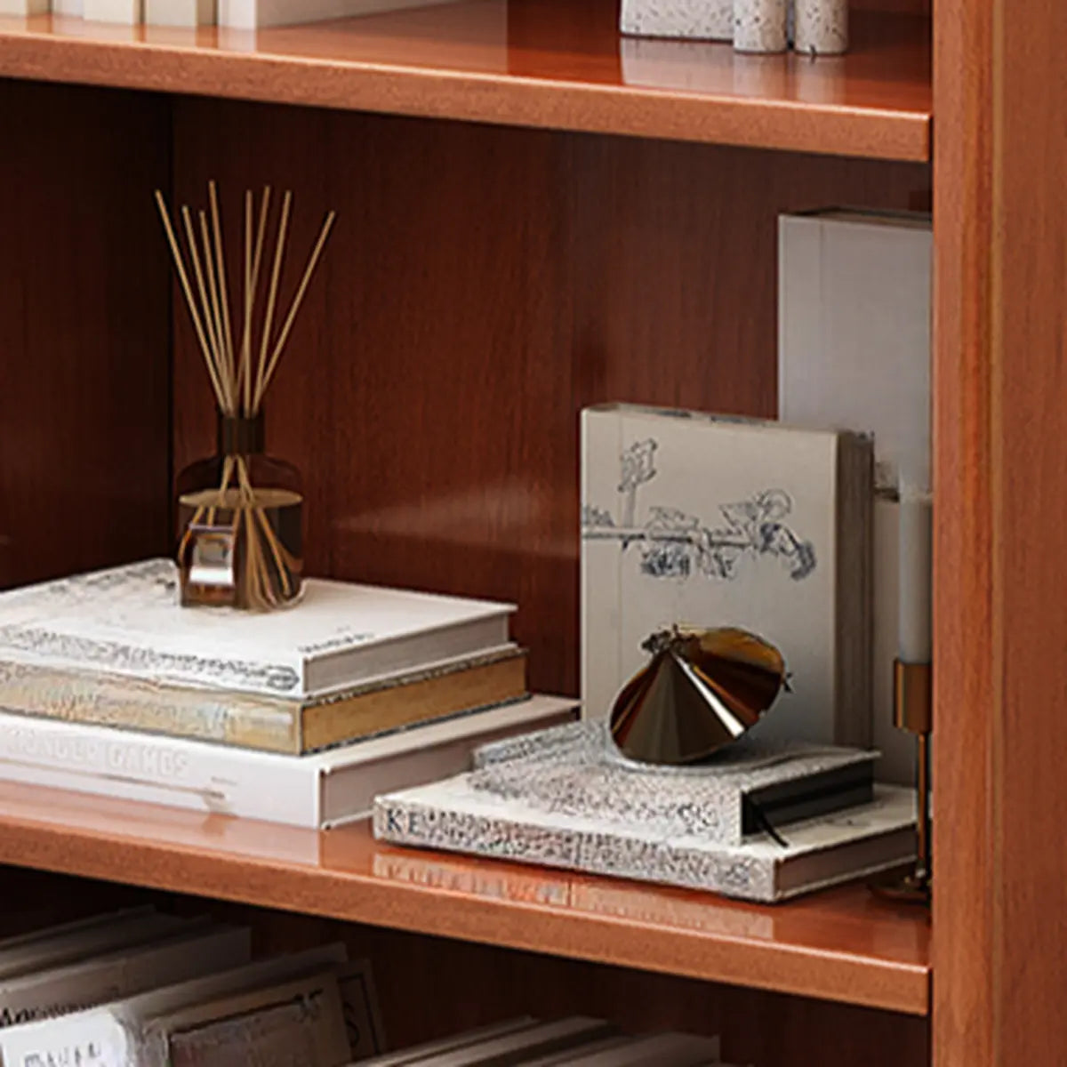 Simple Rectangle Closed Wood Vertical 5-Tiers Bookcase Image - 10