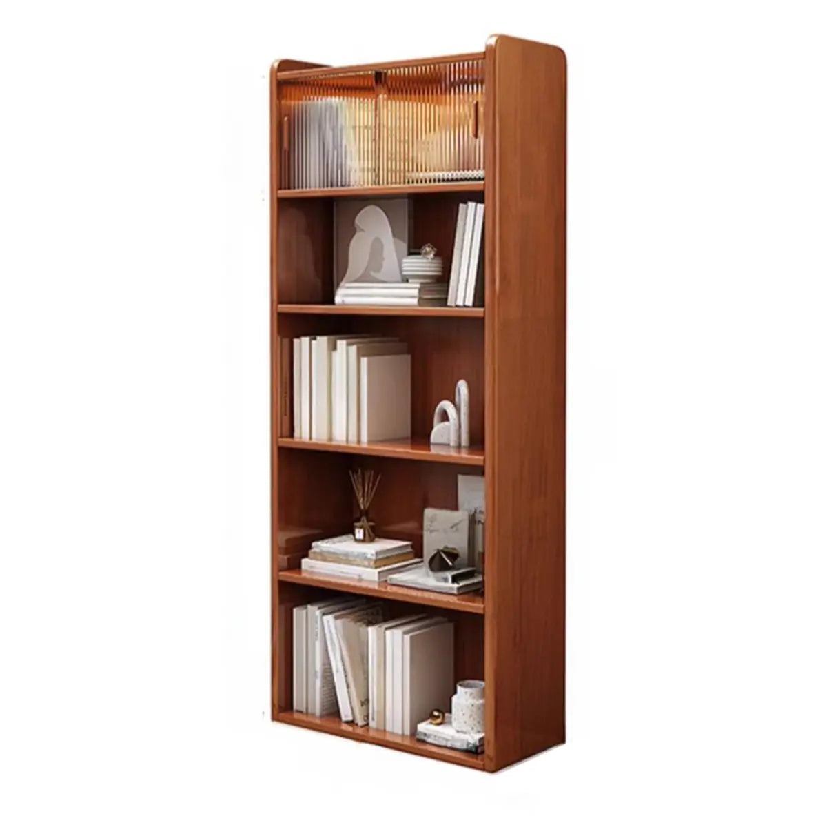Simple Rectangle Closed Wood Vertical 5-Tiers Bookcase Image - 5