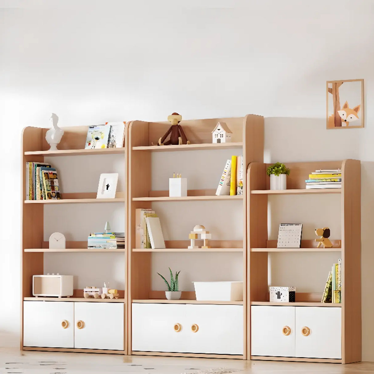 Simple Rectangle Open Back Wood Storage Bookshelves Image - 1