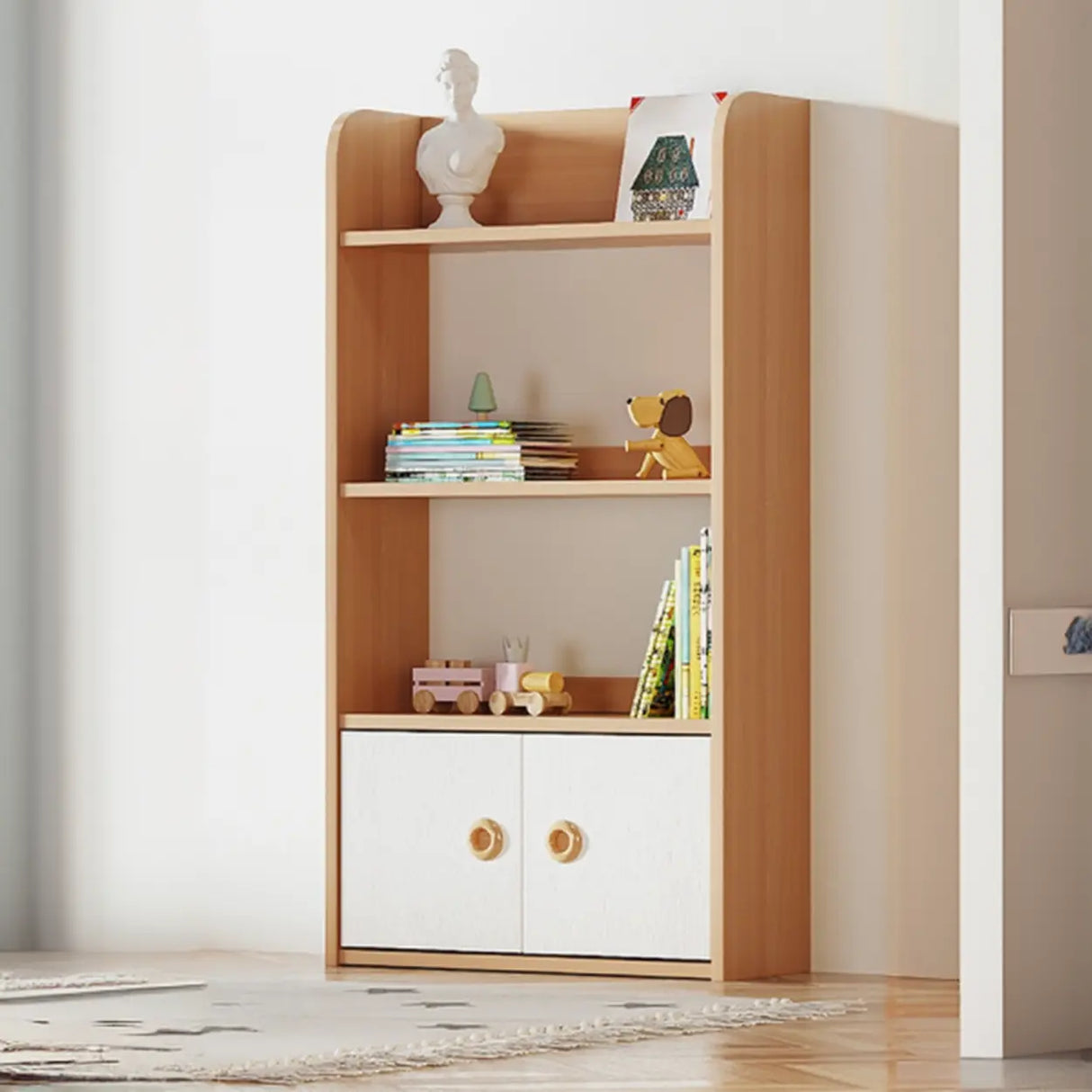 Simple Rectangle Open Back Wood Storage Bookshelves Image - 10