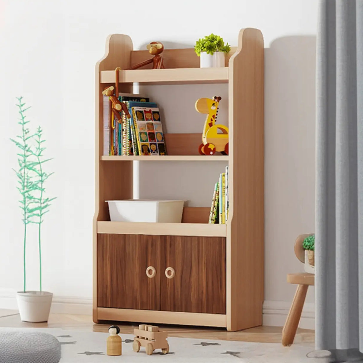 Simple Rectangle Open Back Wood Storage Bookshelves Image - 12