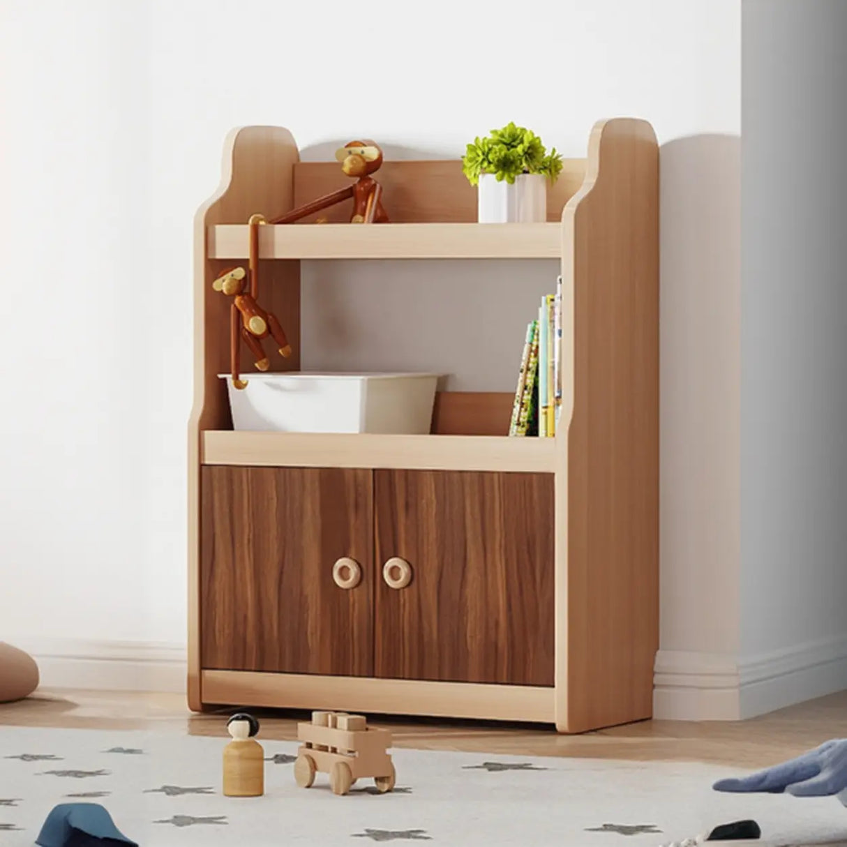 Simple Rectangle Open Back Wood Storage Bookshelves Image - 13