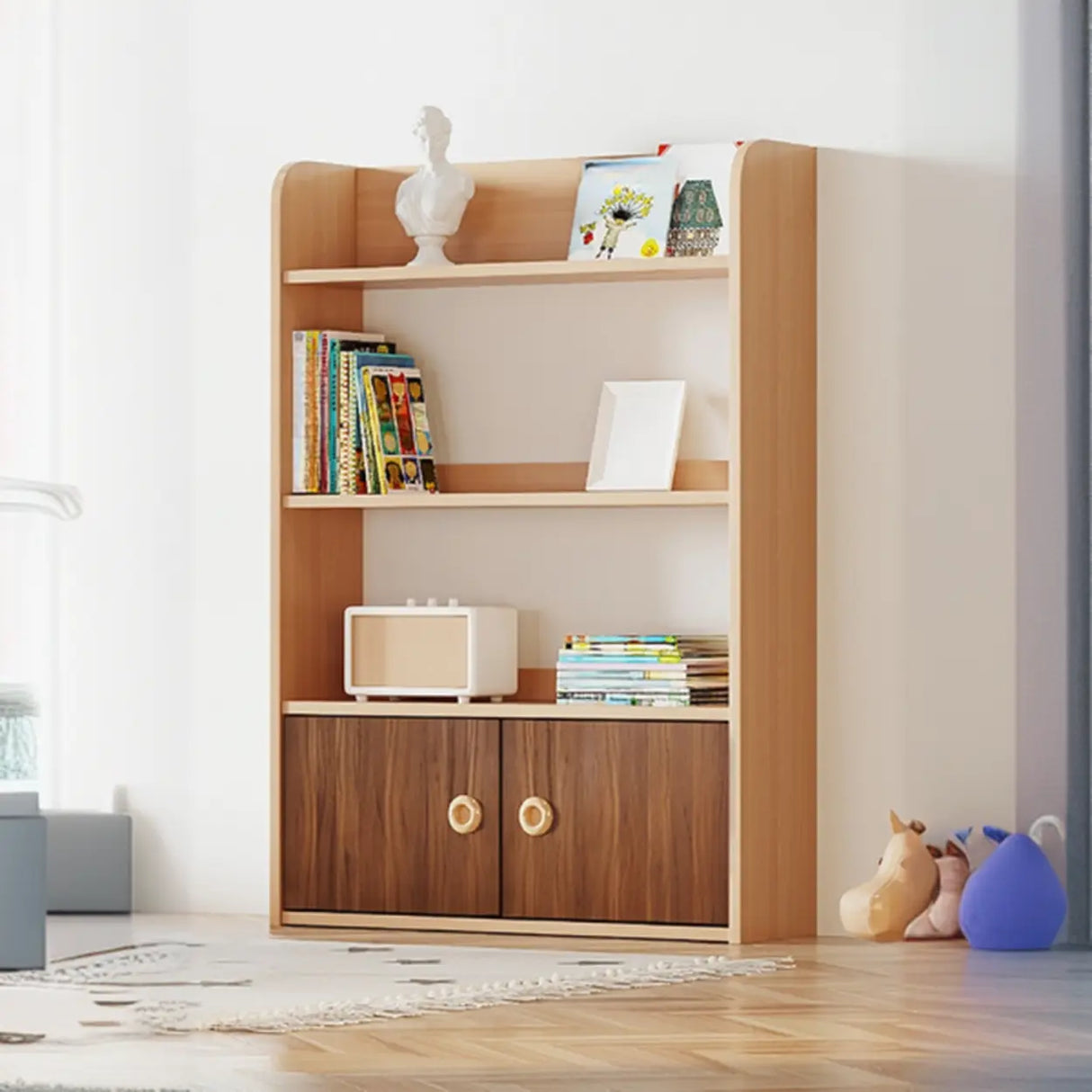 Simple Rectangle Open Back Wood Storage Bookshelves Image - 15