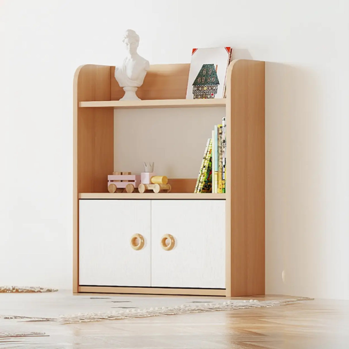 Simple Rectangle Open Back Wood Storage Bookshelves Image - 18