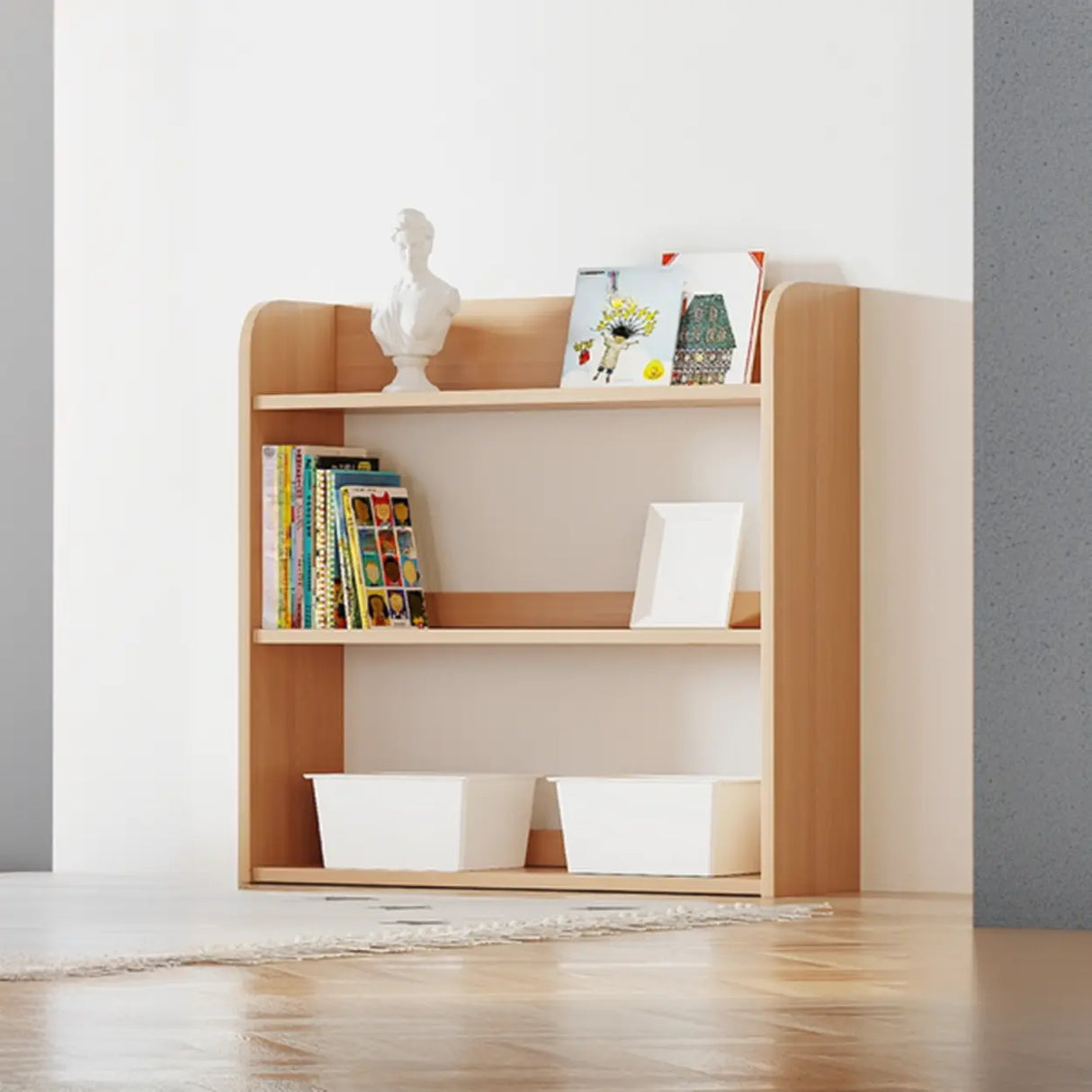 Simple Rectangle Open Back Wood Storage Bookshelves Image - 19