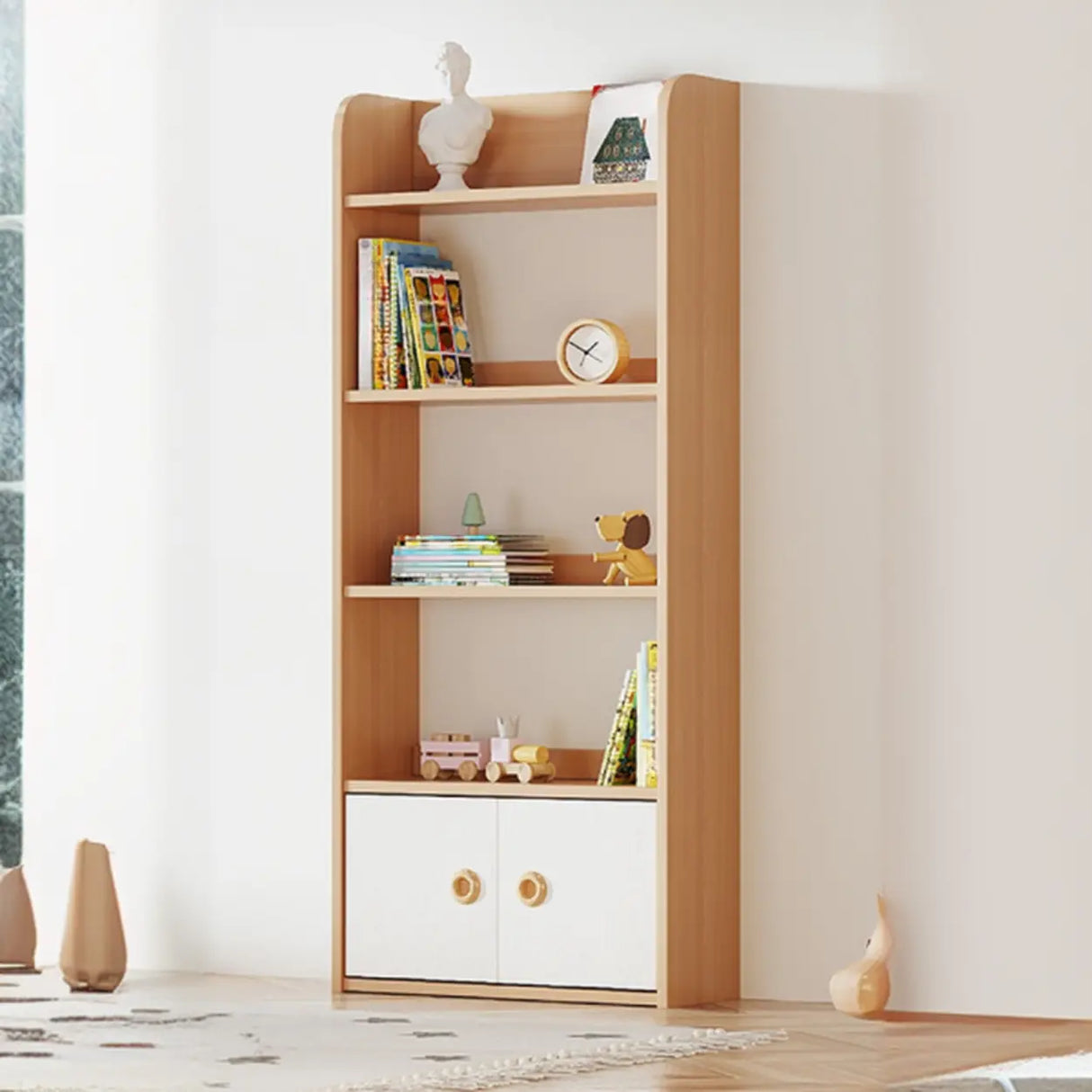 Simple Rectangle Open Back Wood Storage Bookshelves Image - 20