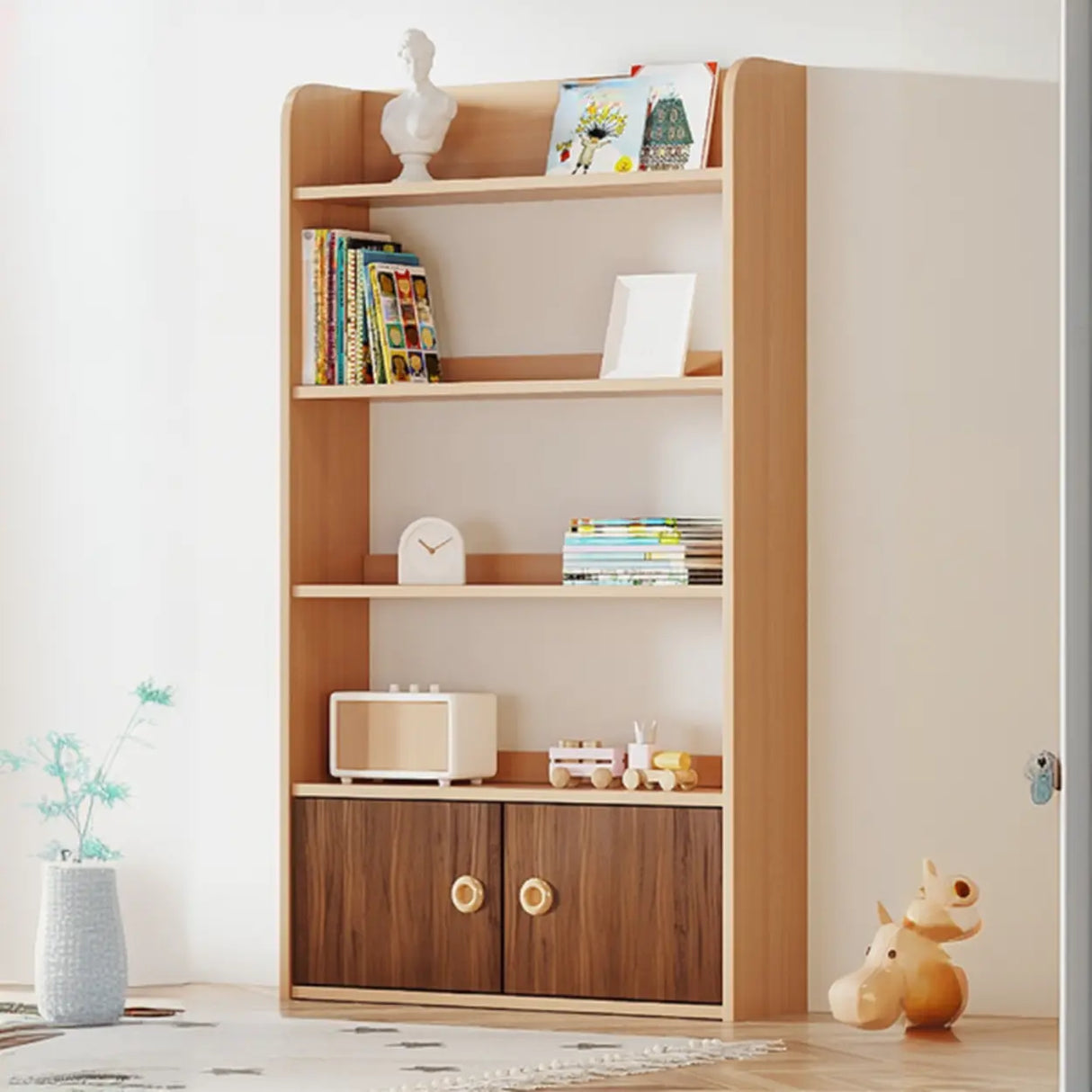 Simple Rectangle Open Back Wood Storage Bookshelves Image - 21
