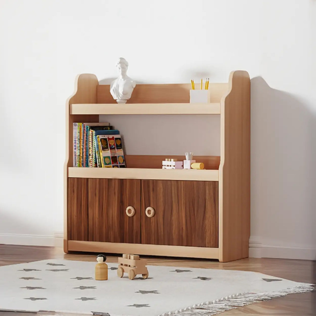 Simple Rectangle Open Back Wood Storage Bookshelves Image - 22