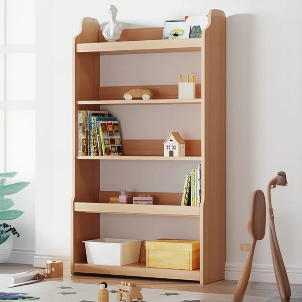 Simple Rectangle Open Back Wood Storage Bookshelves Image - 23