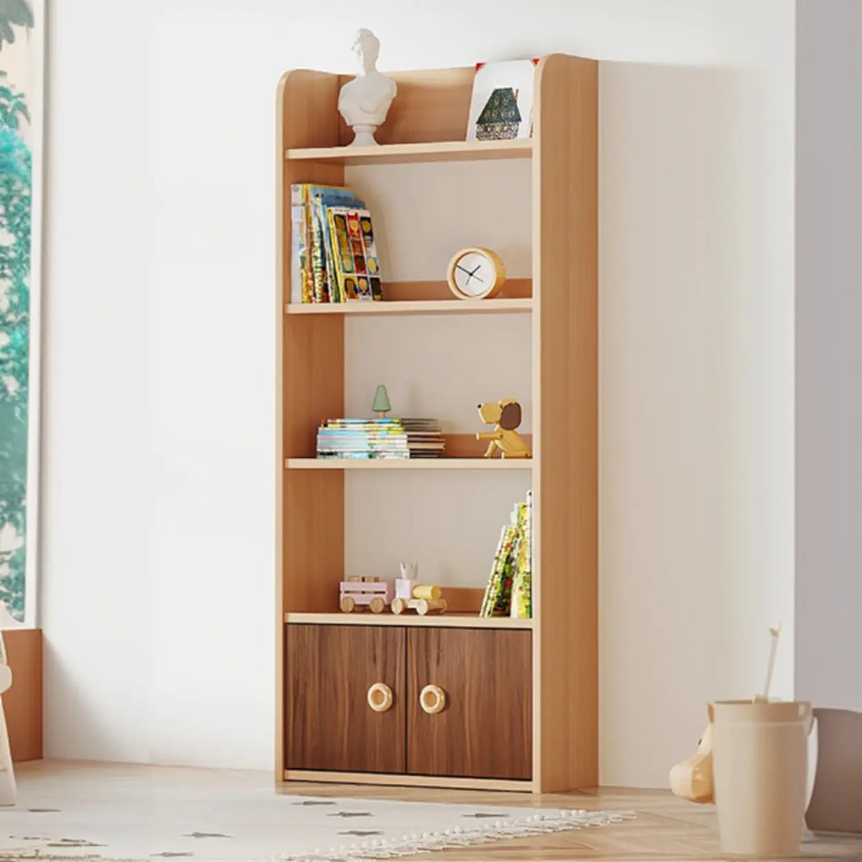 Simple Rectangle Open Back Wood Storage Bookshelves Image - 25