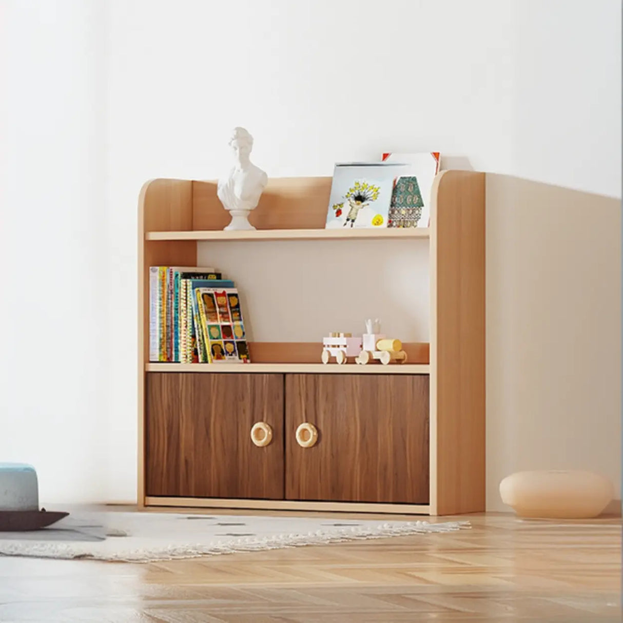 Simple Rectangle Open Back Wood Storage Bookshelves Image - 26