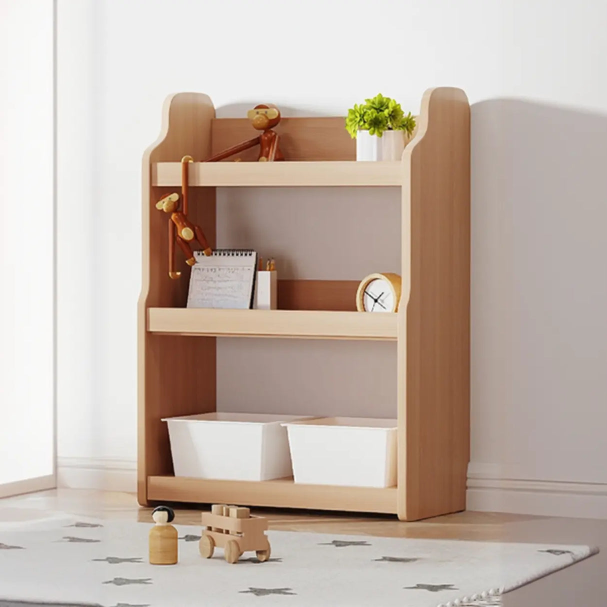 Simple Rectangle Open Back Wood Storage Bookshelves Image - 27