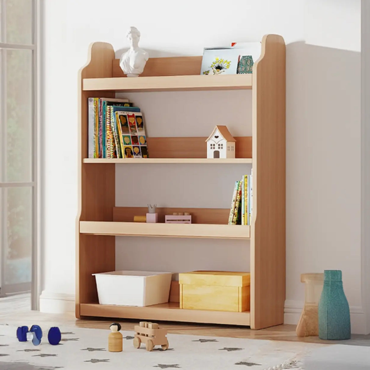 Simple Rectangle Open Back Wood Storage Bookshelves Image - 28