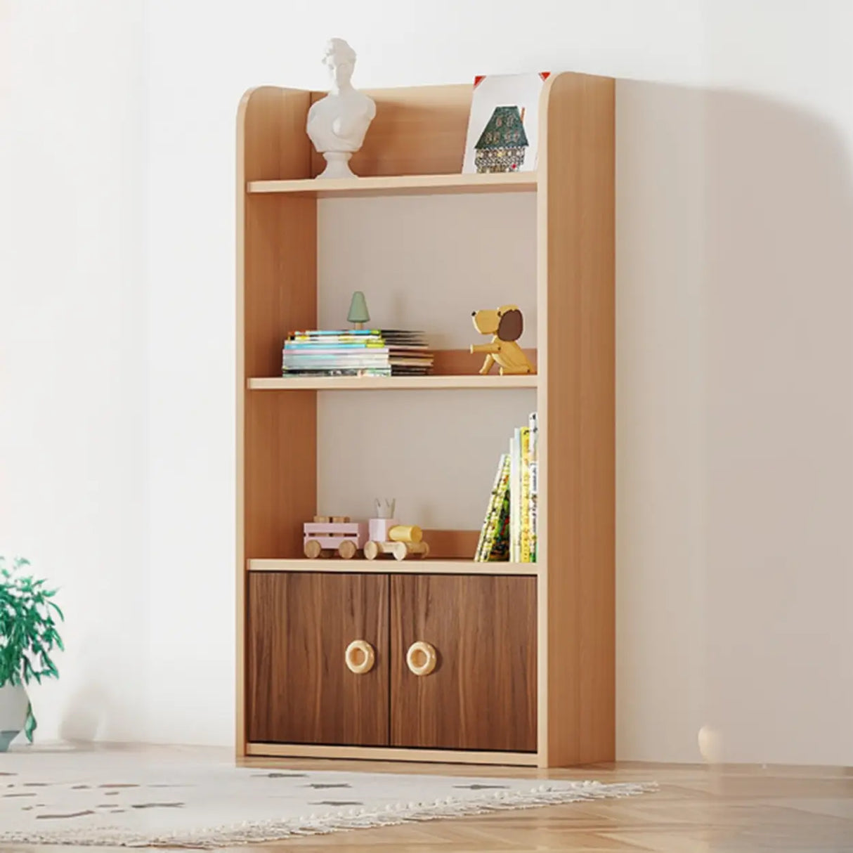 Simple Rectangle Open Back Wood Storage Bookshelves Image - 29