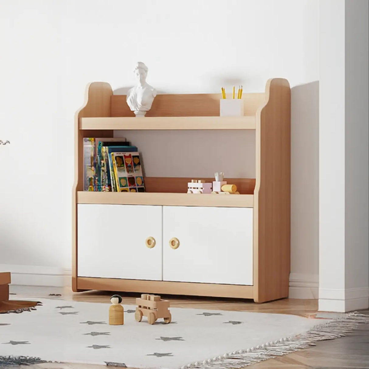 Simple Rectangle Open Back Wood Storage Bookshelves Image - 30