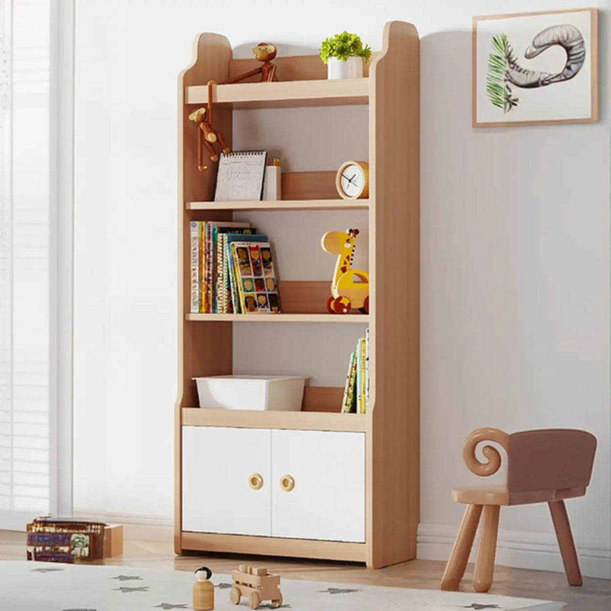 Simple Rectangle Open Back Wood Storage Bookshelves Image - 31
