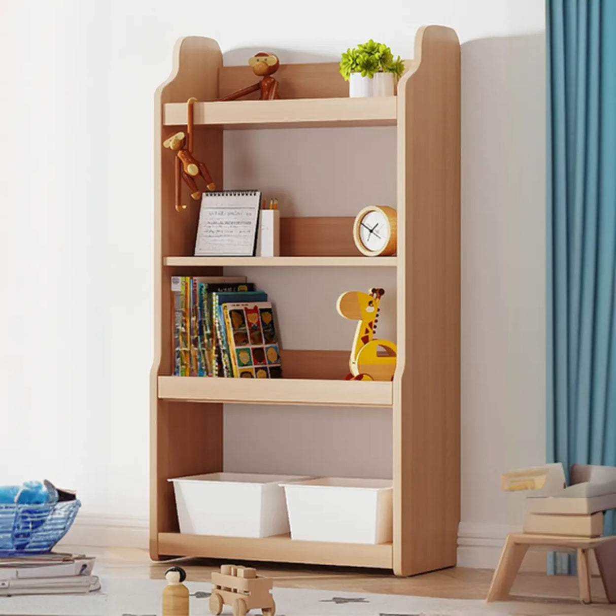 Simple Rectangle Open Back Wood Storage Bookshelves Image - 32