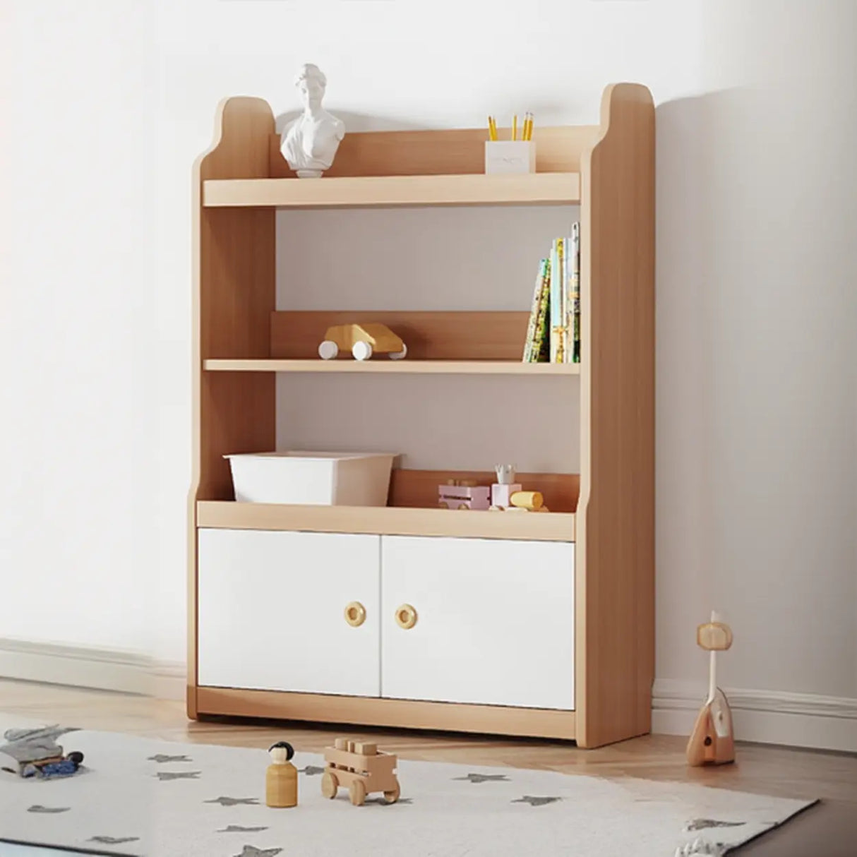 Simple Rectangle Open Back Wood Storage Bookshelves Image - 34