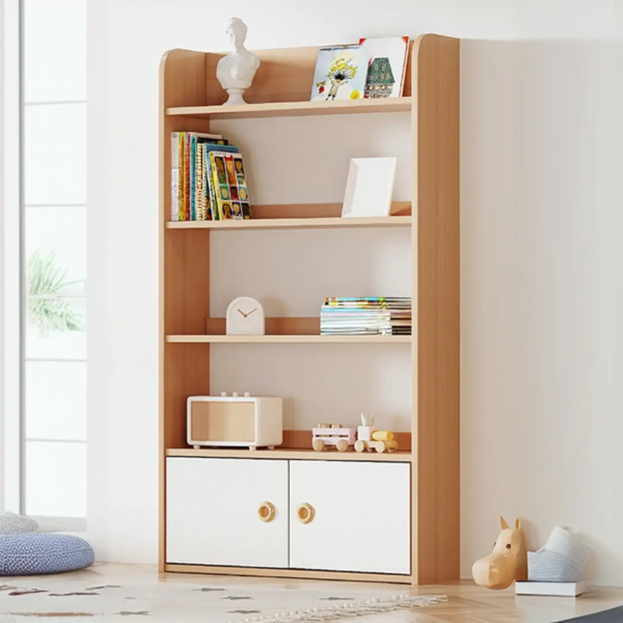 Simple Rectangle Open Back Wood Storage Bookshelves Image - 35