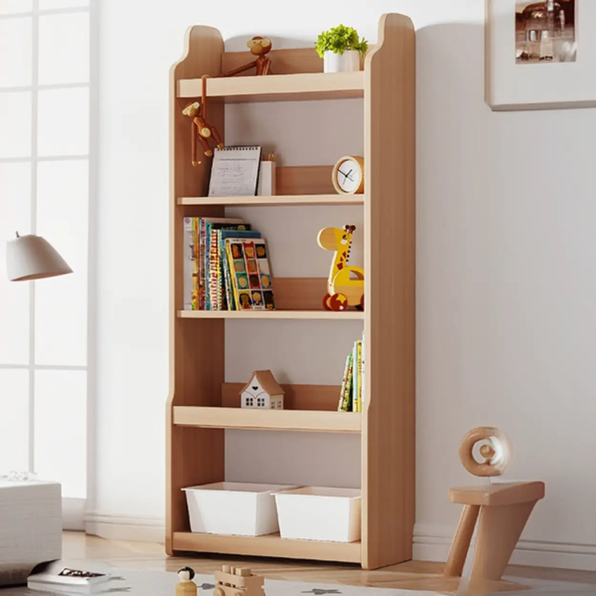 Simple Rectangle Open Back Wood Storage Bookshelves Image - 36