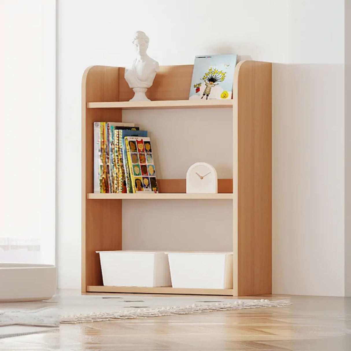 Simple Rectangle Open Back Wood Storage Bookshelves Image - 37