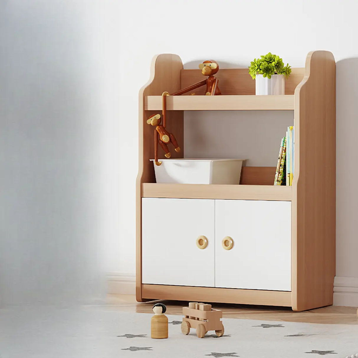 Simple Rectangle Open Back Wood Storage Bookshelves Image - 4