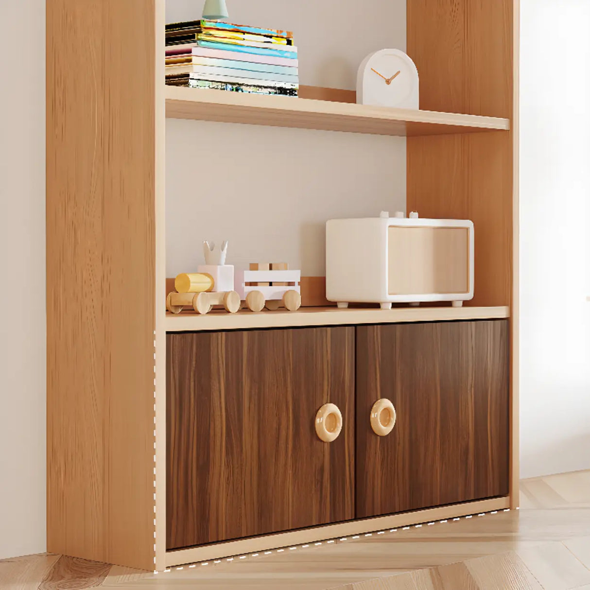 Simple Rectangle Open Back Wood Storage Bookshelves Image - 40