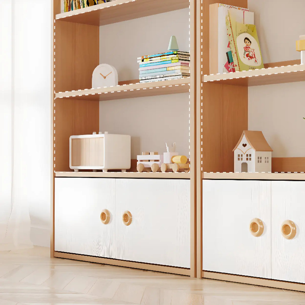 Simple Rectangle Open Back Wood Storage Bookshelves Image - 44