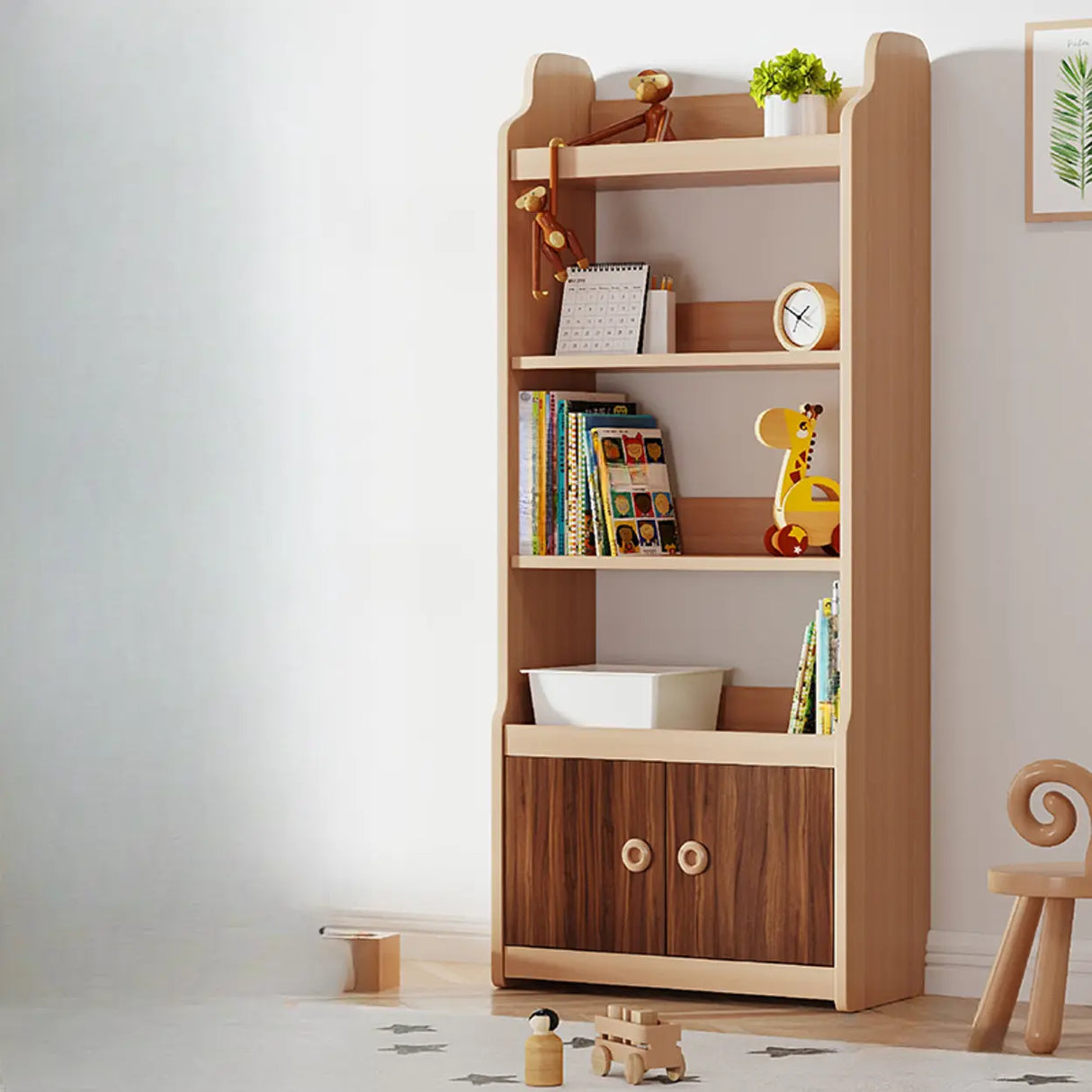 Simple Rectangle Open Back Wood Storage Bookshelves Image - 5