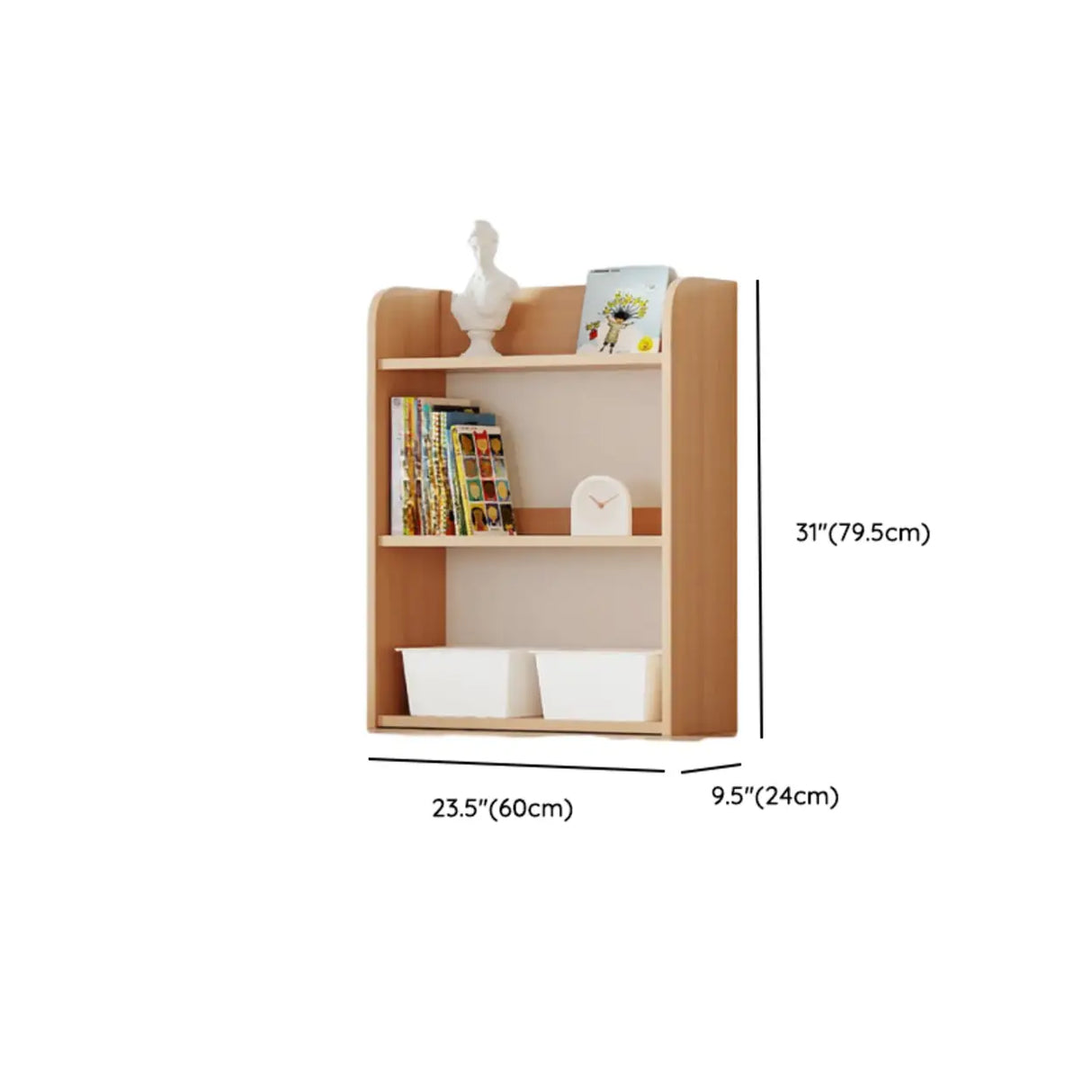 Simple Rectangle Open Back Wood Storage Bookshelves Image - 57