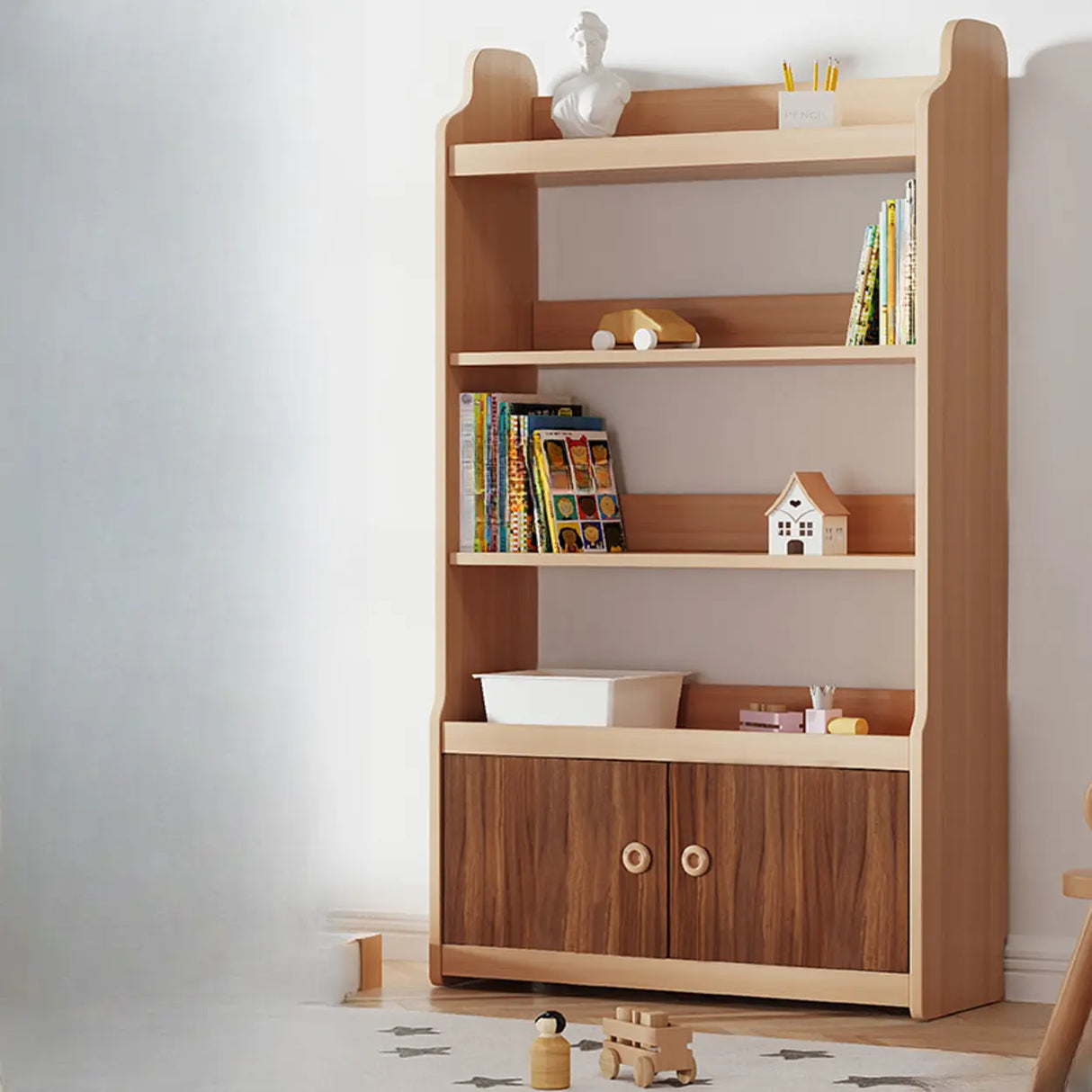 Simple Rectangle Open Back Wood Storage Bookshelves Image - 6