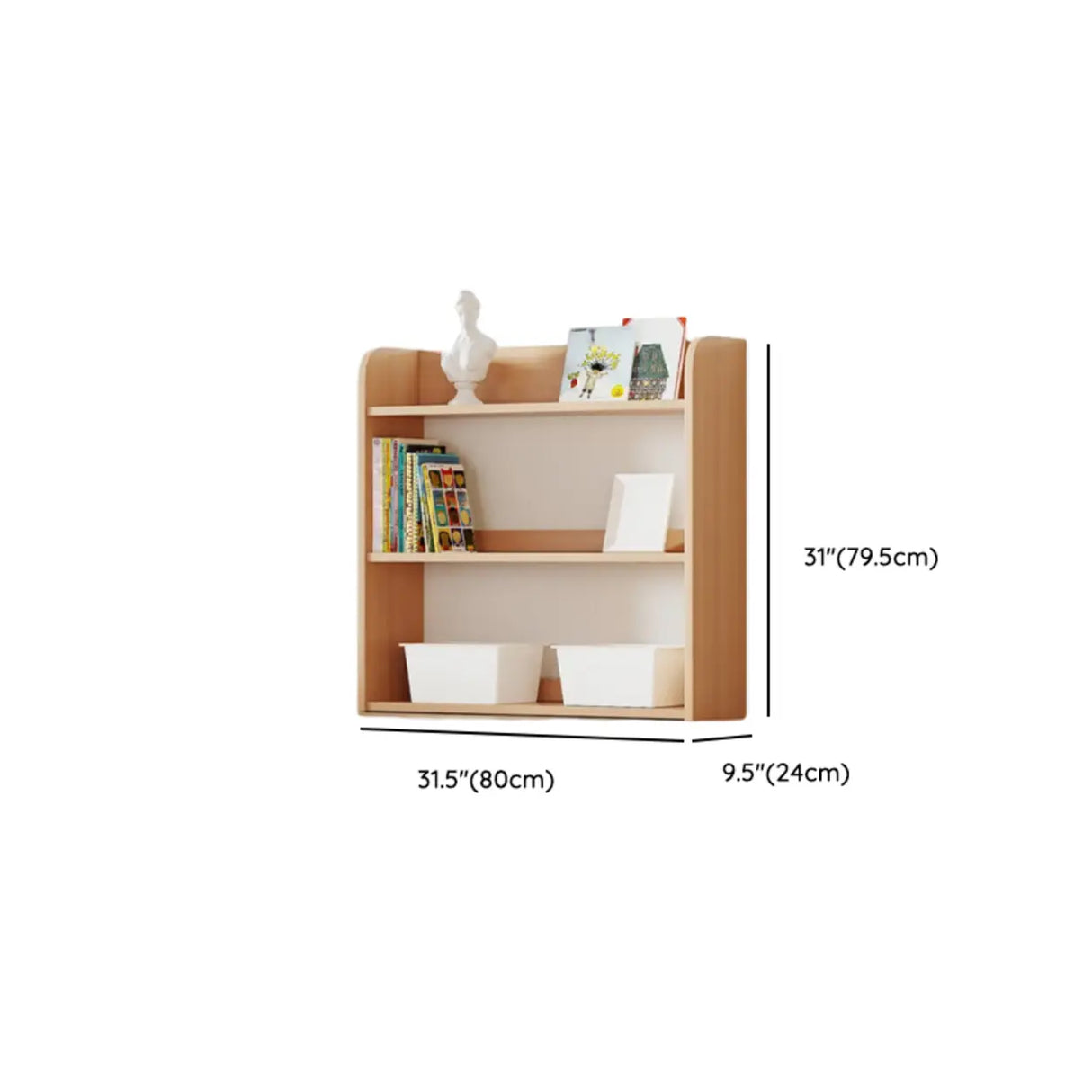 Simple Rectangle Open Back Wood Storage Bookshelves Image - 63