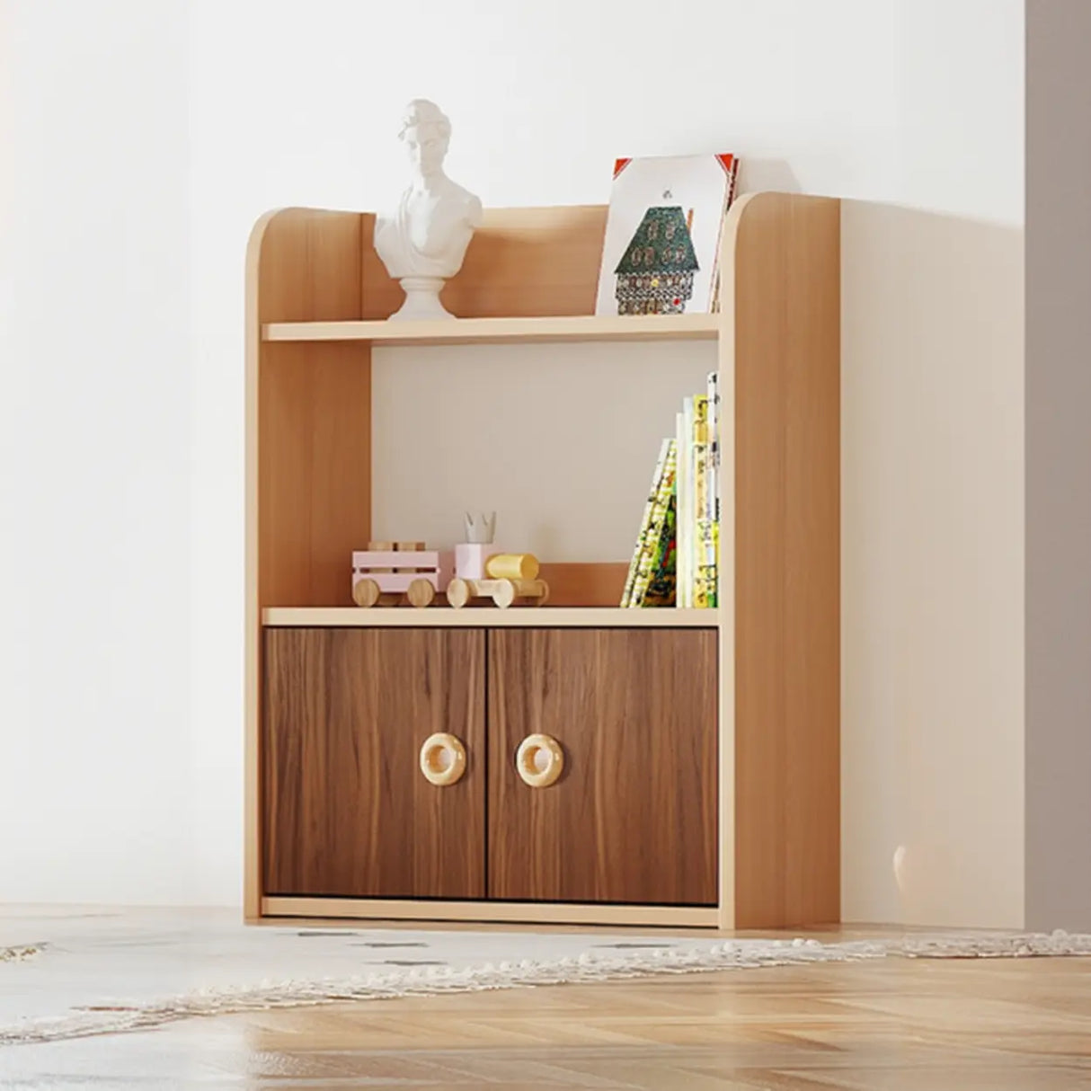 Simple Rectangle Open Back Wood Storage Bookshelves Image - 7