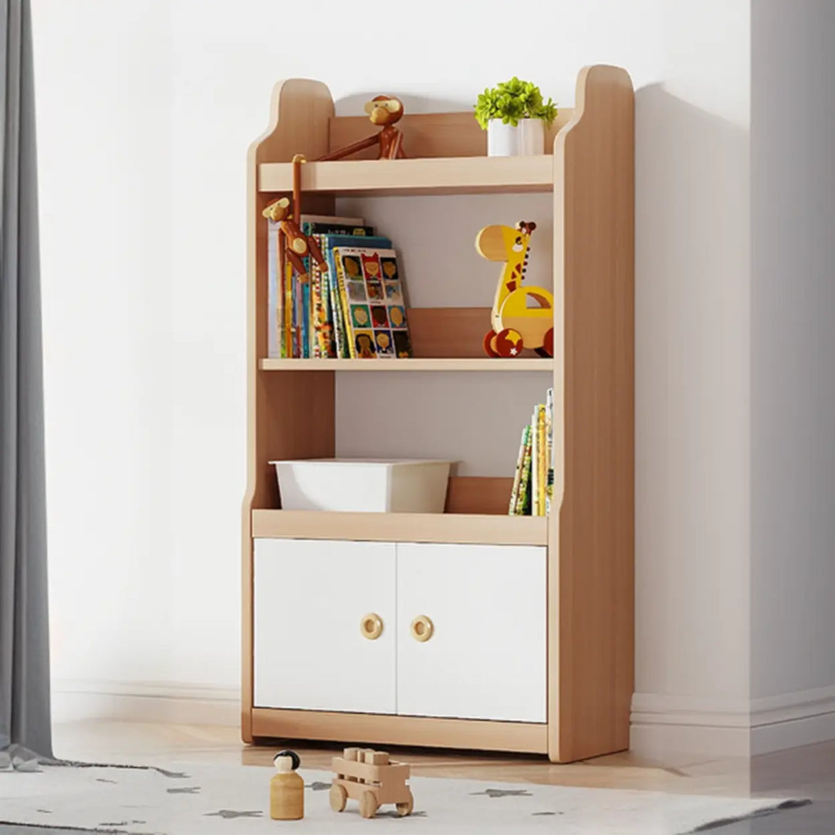 Simple Rectangle Open Back Wood Storage Bookshelves Image - 8