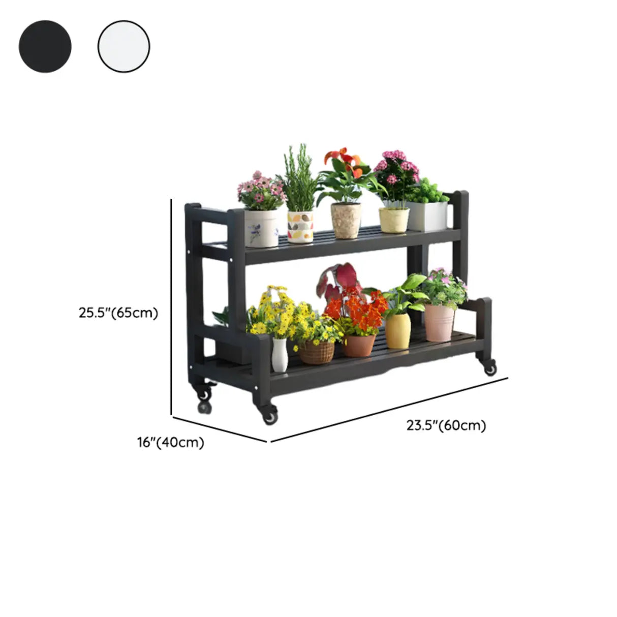 Simple Rectangle Tiered Sliding Crate Plant Stand White