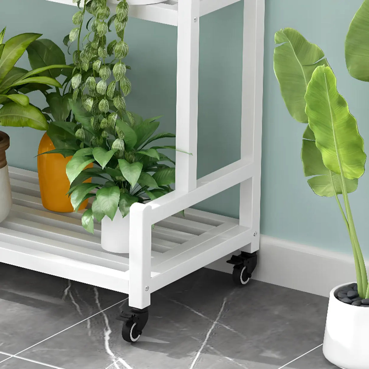 Simple Rectangle Tiered Sliding Crate Plant Stand White Image - 6