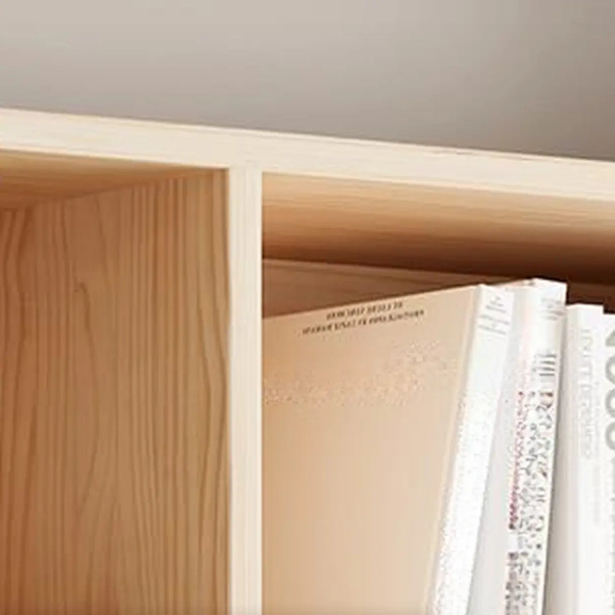 Simple Rectangular Closed Pine Wood 5-Shelf Bookcase Image - 6